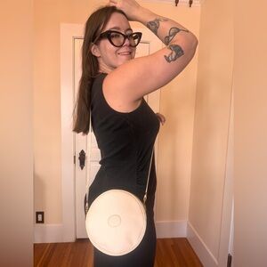 80s Vintage White Gucci Micro GG Canteen Bag